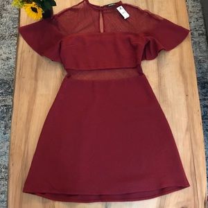 Express Mini Dress Burgundy Detail Bell Sleeve size 4 New with Tags